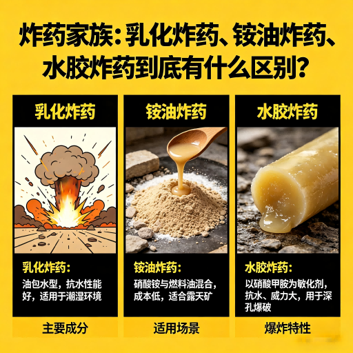 田东炸药家族：乳化炸药、铵油炸药、水胶炸药到底有什么区别？